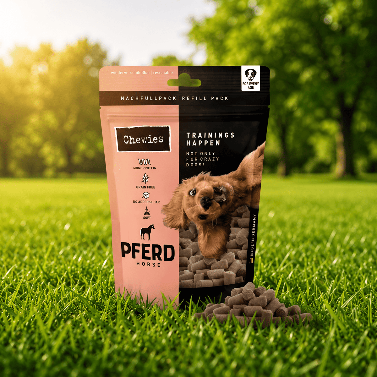 Chewies Trainings-Happen monoprotein jutalomfalat 175 g - GrassBoxJutalomfalatLó igazi fű kutya pisi tálca fresh patch grass pelenka