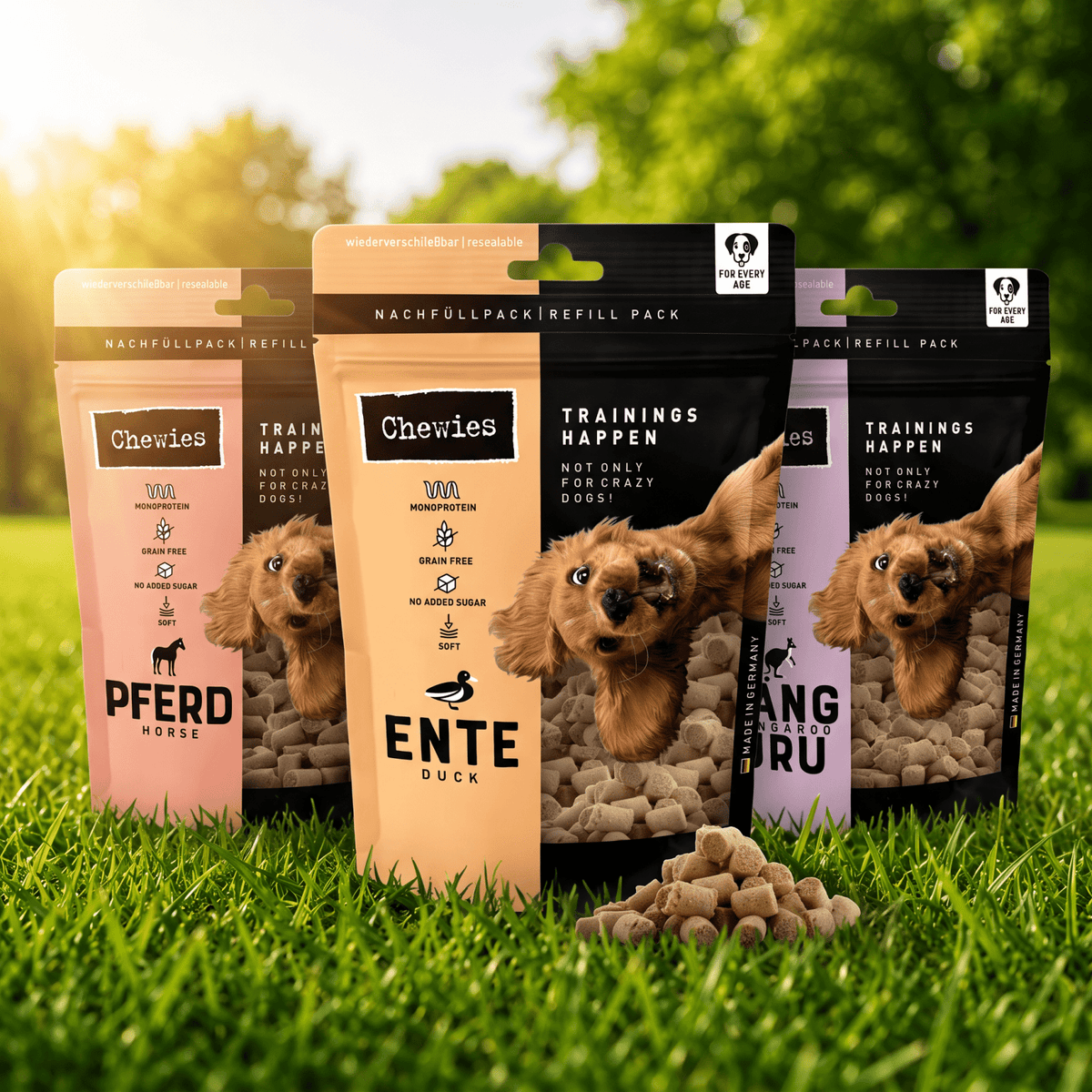 Chewies Trainings-Happen monoprotein jutalomfalat 175 g - GrassBoxJutalomfalatKacsa igazi fű kutya pisi tálca fresh patch grass pelenka