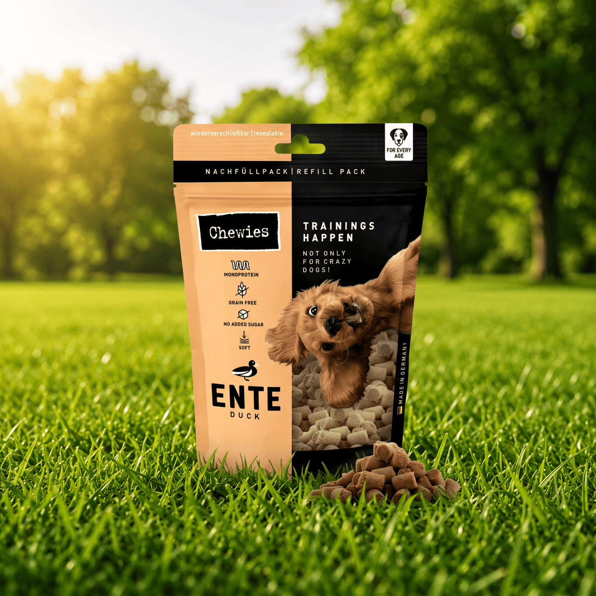 Chewies Trainings-Happen monoprotein jutalomfalat 175 g - GrassBoxJutalomfalatKacsa igazi fű kutya pisi tálca fresh patch grass pelenka